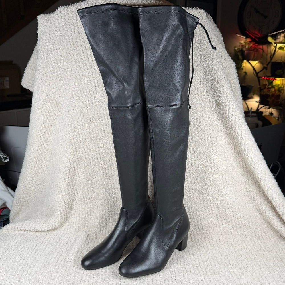 Stuart Weitzman Genna 60‎ City Boot Black Leather Size 8 B Orig-$895 NWOB
